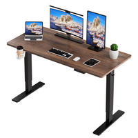 SCHREIBTISCH höhenverstellbar 60 x 120 cm, mit Memory- und Kollisionsschutzfunktion, Höhe 70 - 120 cm - Schwarz/Braun, Holz/Metall (120/60/69cm) - HOMAVO