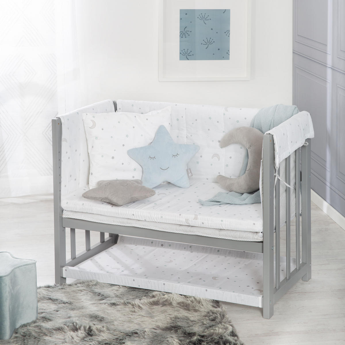 BEISTELLBETT Sternenzauber 4in1 Set 90 x 45 cm - Taupe, Holzwerkstoff (45/90cm) - Roba