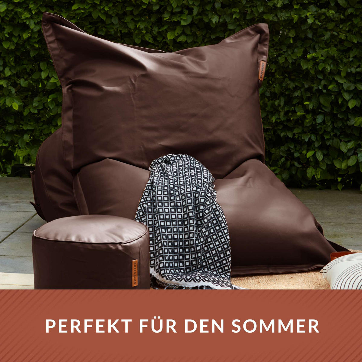 INDOOR RIESEN SITZSACK XXL Kunstleder - Dunkelbraun, Textil (140/25/180cm) - Green Bean