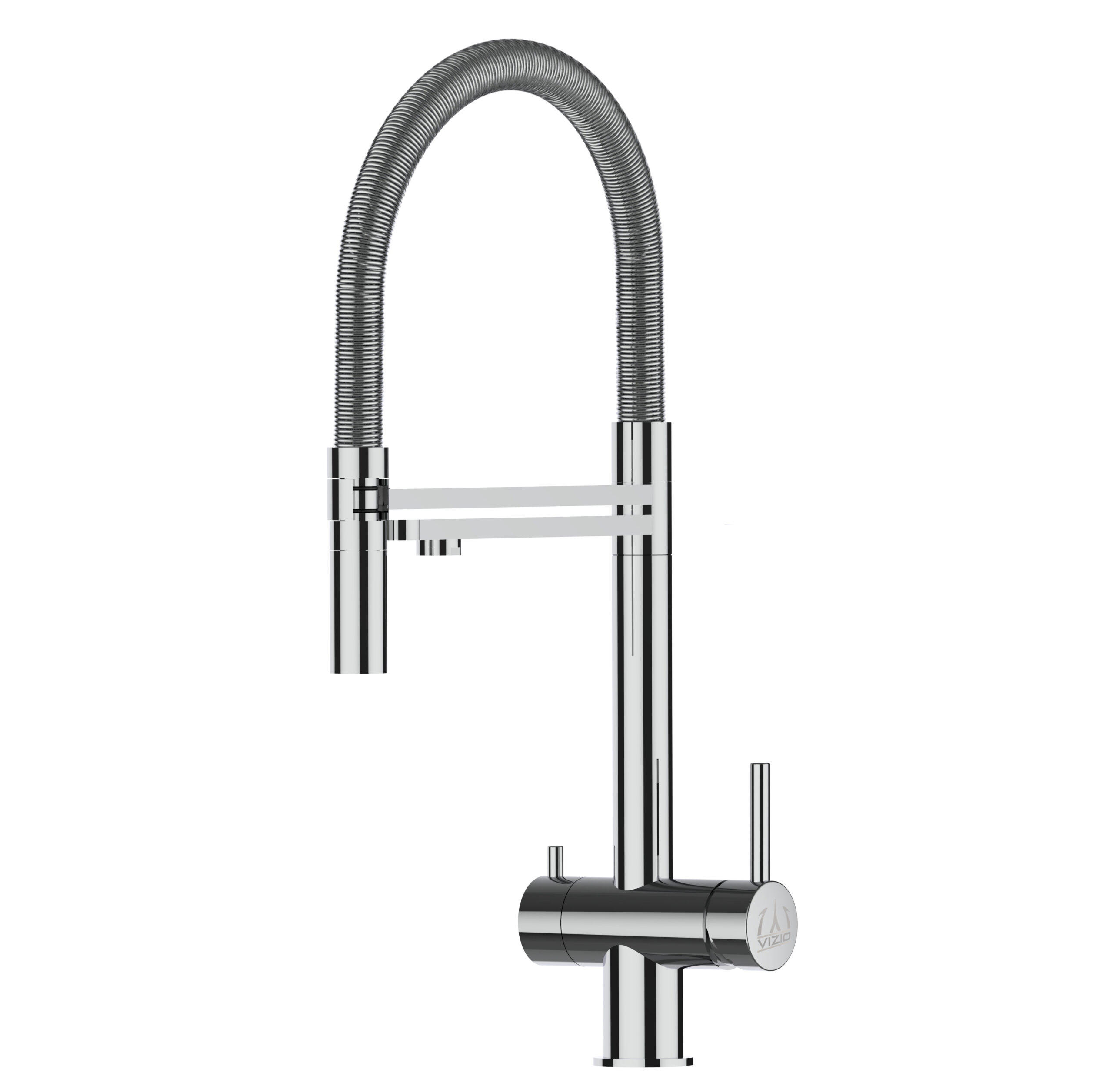 3-WEGE-KÜCHENARMATUR, Edelstahl Massiv aus Chirurgenstahl, Hochglanz, 2-Strahl-Brause - Edelstahlfarben, Metall (24/49/24cm) - VIZIO