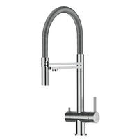 3-WEGE-KÜCHENARMATUR, Edelstahl Massiv aus Chirurgenstahl, Hochglanz, 2-Strahl-Brause - Edelstahlfarben, Metall (24/49/24cm) - VIZIO