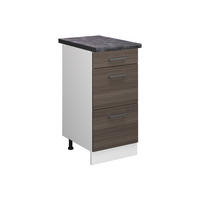 KÜCHENUNTERSCHRANK R-Line Grau 40 cm mit Schubladen, AP Anthrazit - Weiß/Braun, Holzwerkstoff (40/81.6/60cm) - Vicco