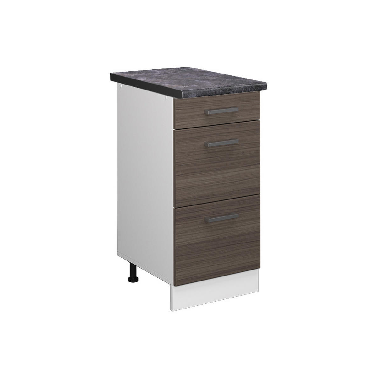 KÜCHENUNTERSCHRANK R-Line Grau 40 cm mit Schubladen, AP Anthrazit - Weiß/Braun, Holzwerkstoff (40/81.6/60cm) - Vicco