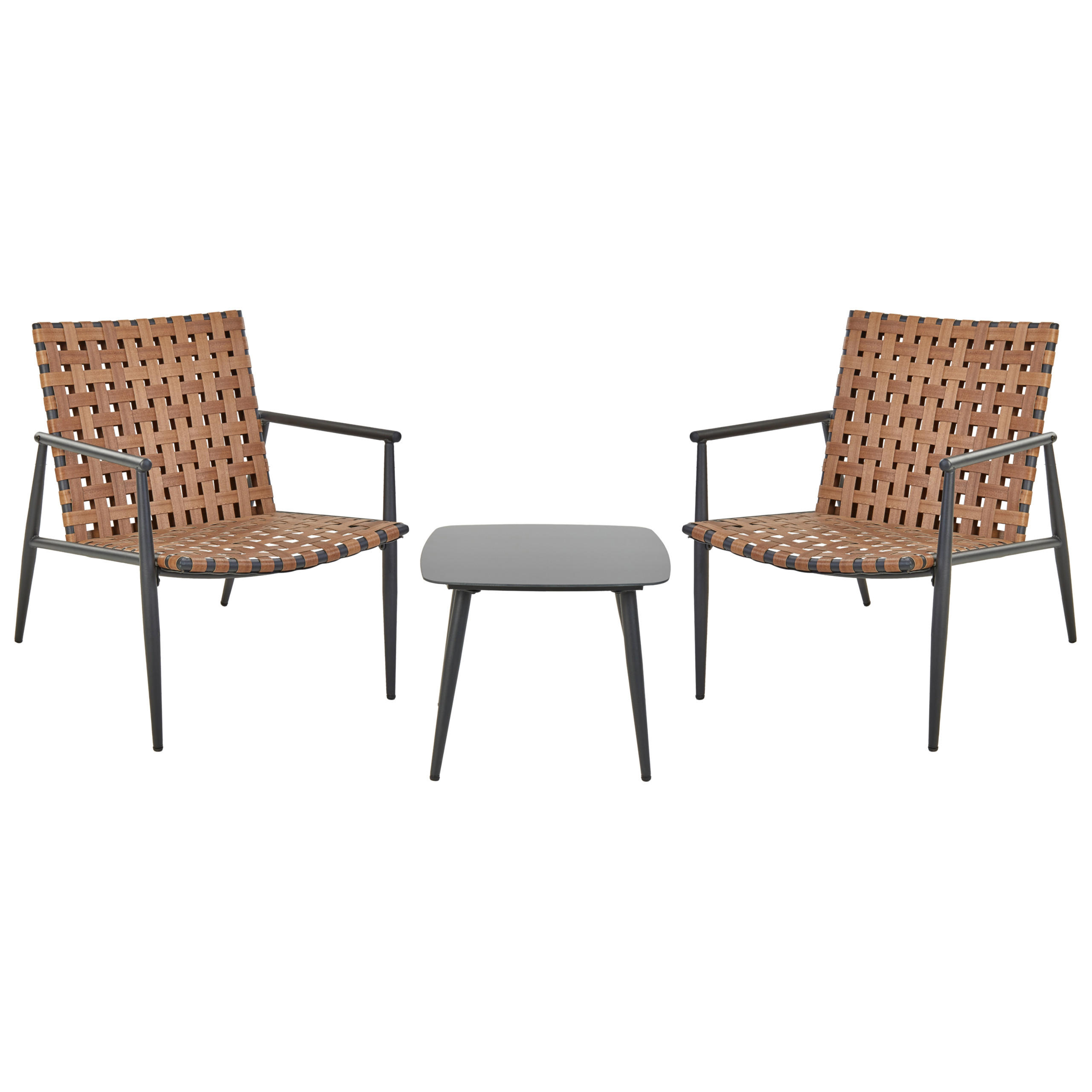 BISTRO-SET 2-Sitzer Braun Ziria - Schwarz/Braun, Kunststoff - Beliani