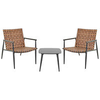 BISTRO-SET 2-Sitzer Braun Ziria - Schwarz/Braun, Kunststoff - Beliani