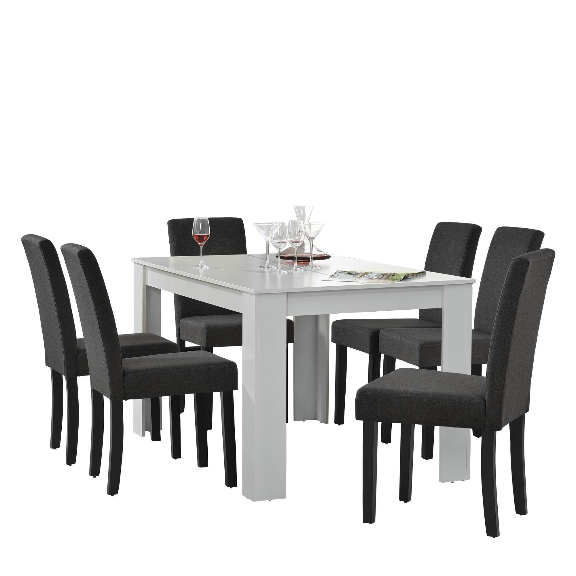 [en.casa] Tischgruppe Weiß 140x77x90 cm