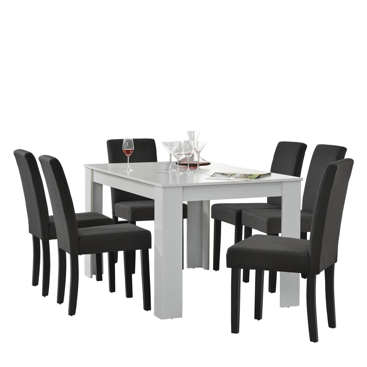 TISCHGRUPPE Kramfors - Weiß, Holz/Holzwerkstoff (140/77/90cm) - [en.casa]