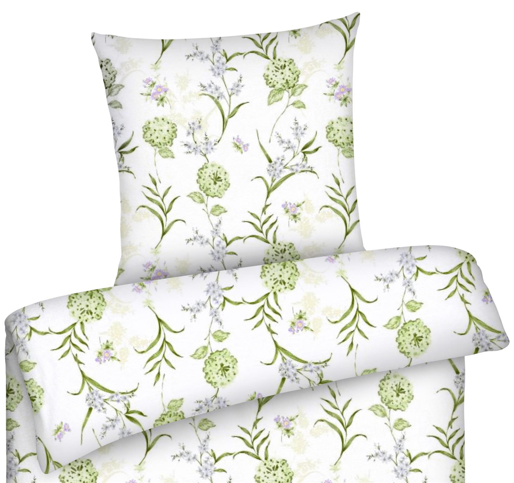 BETTWÄSCHE 135x200 Renforce Bettbezug geblümt Baumwolle Blumen Grün Beige - Multicolor/Grün, Textil (135/200cm) - Carpe Sonno