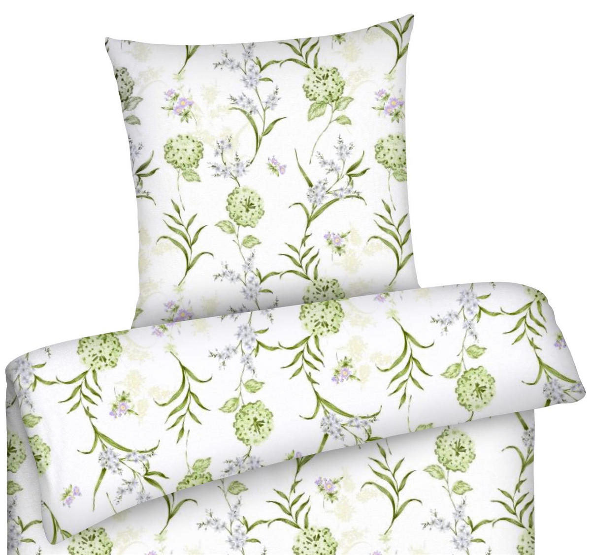 BETTWÄSCHE 135x200 Renforce Bettbezug geblümt Baumwolle Blumen Grün Beige - Multicolor/Grün, Textil (135/200cm) - Carpe Sonno