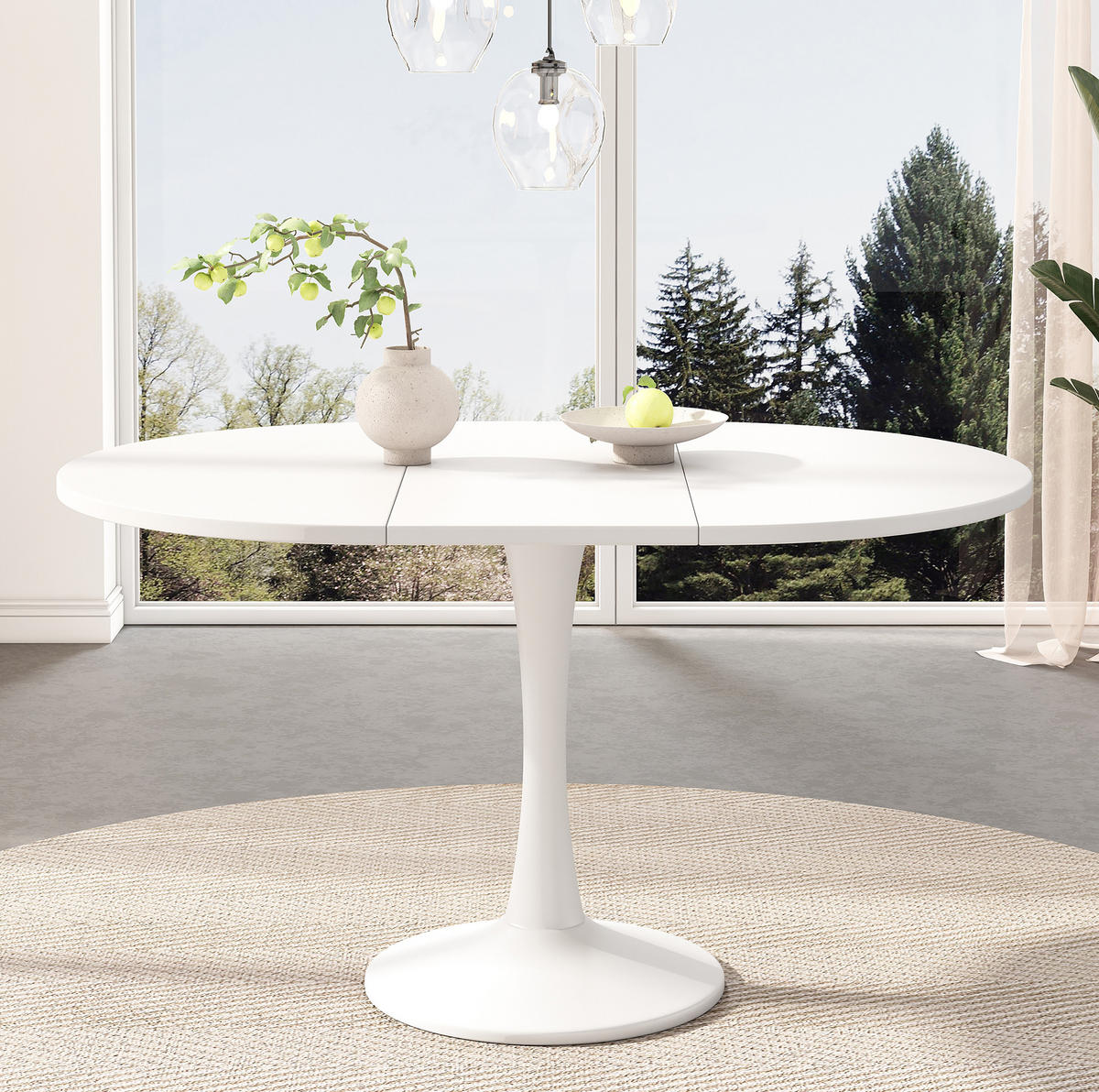 ESSTISCH 100/140/100/75 cm in Weiß, oval und ausziehbar - Weiß, Holzwerkstoff (100/140/75cm) - Flora Grace