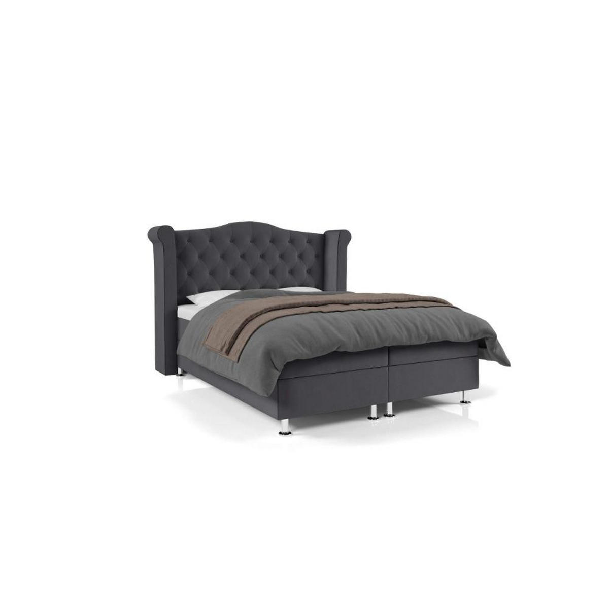 BOXBETT Saturn Bonellfederkern inkl. 7-Zonen Topper T-30 - BOXBETT mit Bettkasten - Grau, Holz/Holzwerkstoff (200/200cm) - Best For Home