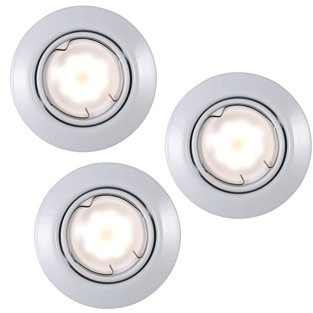 LED EINBAUSTRAHLER Metall Weiß Verstellbar 3er Set - Weiß, Metall (9/8.7/9cm)