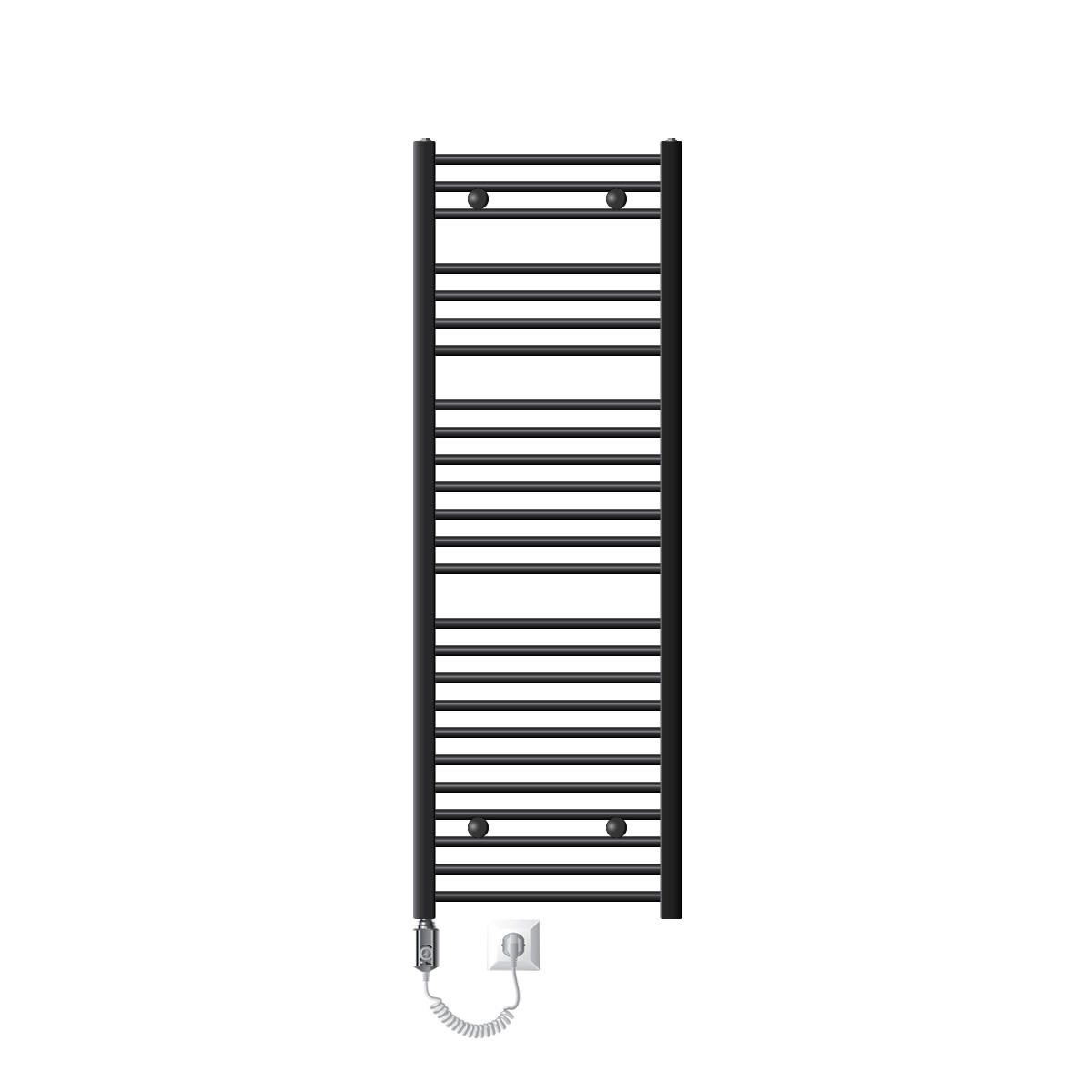 BADHEIZKÖRPER elektrisch Sahara 500x1500 mm Anthrazit gebogen mit Heizstab 900W - Anthrazit, Metall (3/150/50cm) - LuxeBath