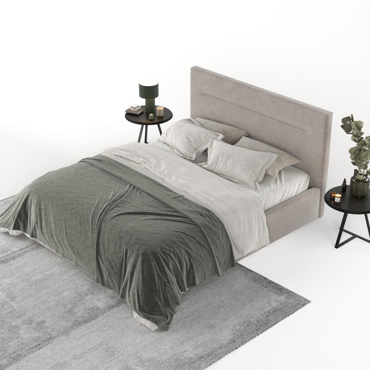 POLSTERBETT Liline 160/200 cm Graubraun im Asti Stoff - Graubraun/Schwarz, Holz/Holzwerkstoff (160/200cm) - AltaBeds