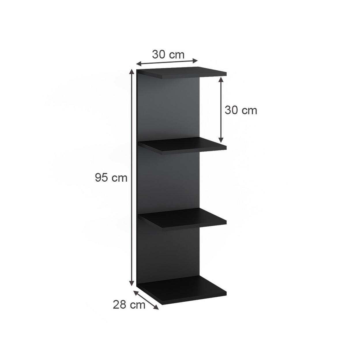WANDREGAL Paolo Schwarz 30 x 95 cm - Schwarz, Holzwerkstoff (30/95/28cm) - Vicco