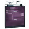SCHUHSCHRANK Loret Front in Brombeer Hochglanz - Brombeere, Holzwerkstoff (89/104/23cm) - Vladon