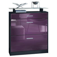SCHUHSCHRANK Loret Front in Brombeer Hochglanz - Brombeere, Holzwerkstoff (89/104/23cm) - Vladon