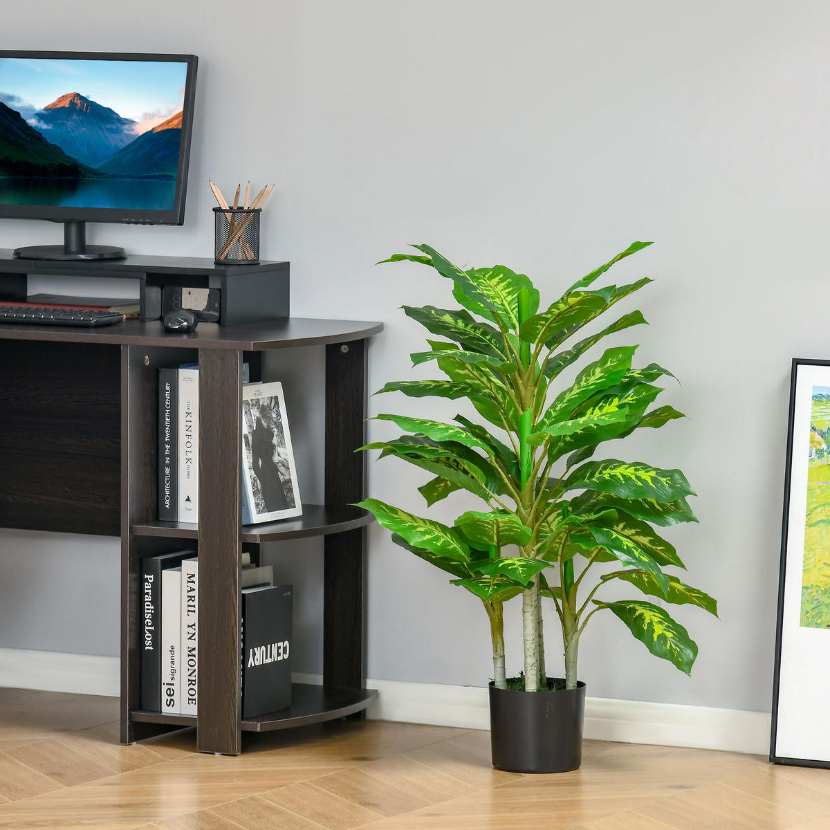 KÜNSTLICHE Dieffenbachie groß 95 cm - Grün, Kunststoff (95cm) - HOMCOM