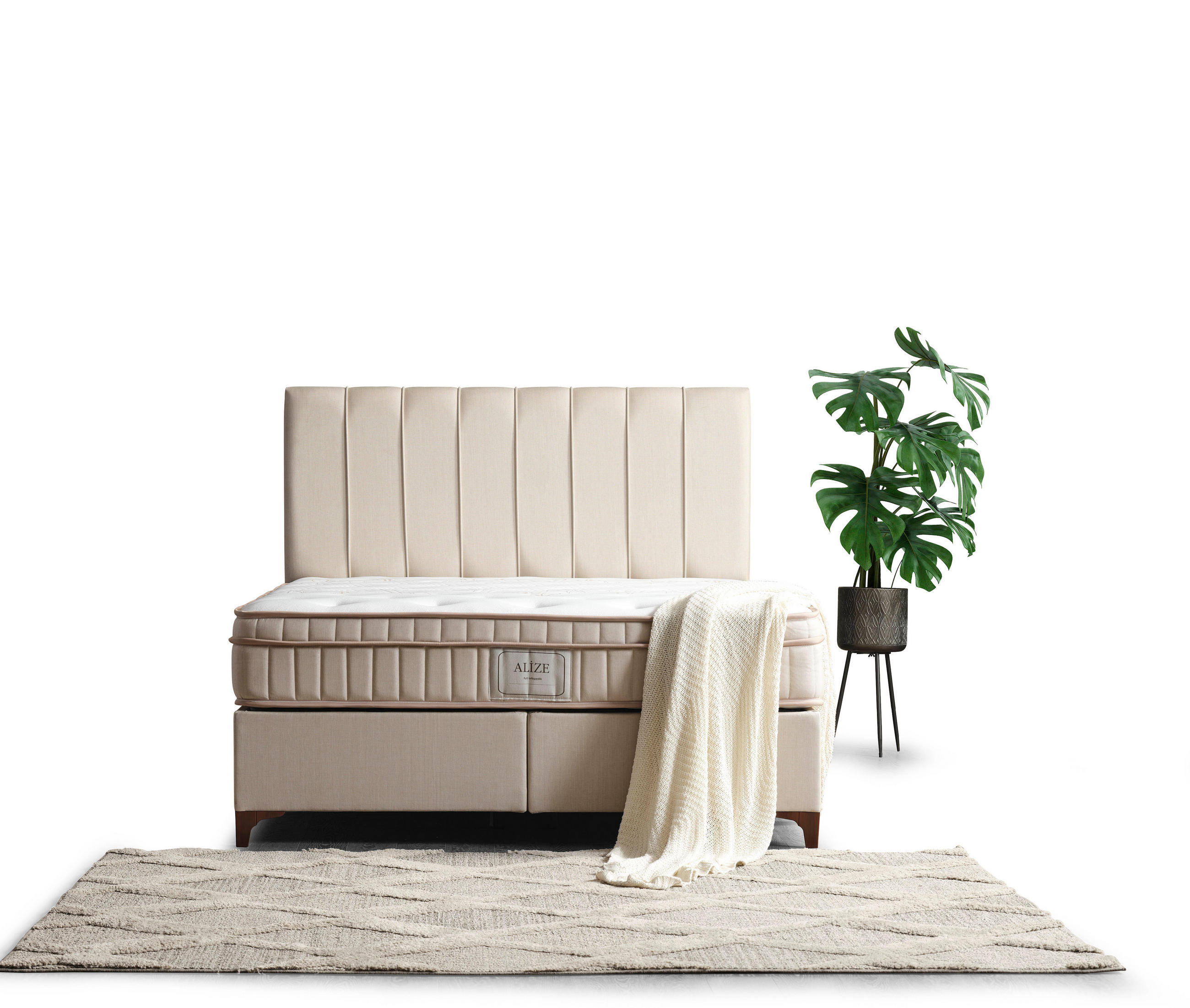 POLSTERBETT-SET Alize 180x200 Beige - Bett inkl. Matratze - Beige, Metall (180/200cm) - Villa Möbel