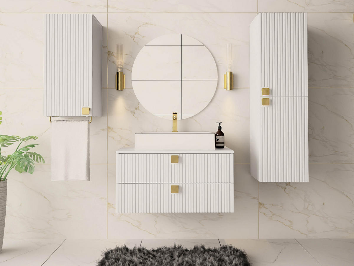 BADMÖBEL-SET Gariano I - Goldfarben/Weiß, Holzwerkstoff/Kunststoff (80/42/46cm) - MIRJAN24