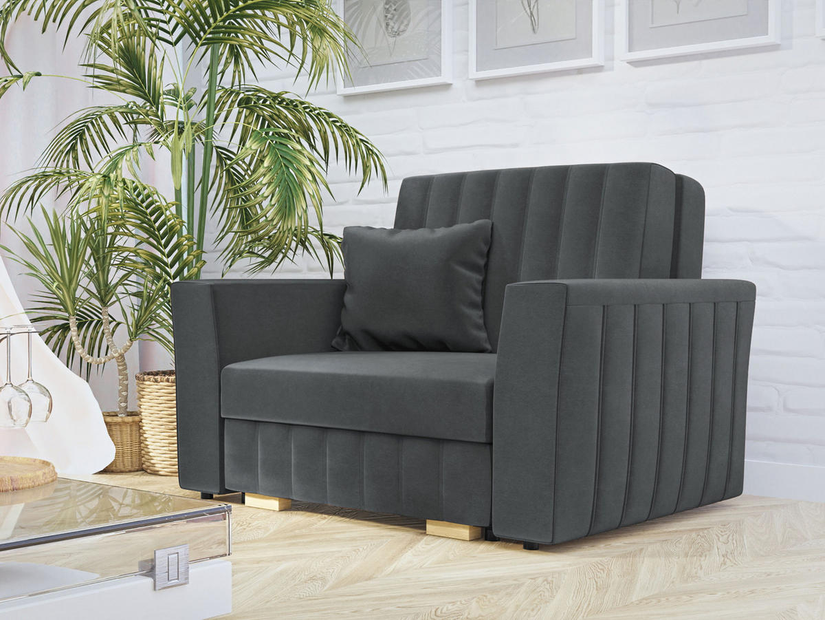 SCHLAFSOFA Viva Glam I - Graphitfarben/Naturfarben, Holz/Kunststoff (115/85/98cm) - MIRJAN24