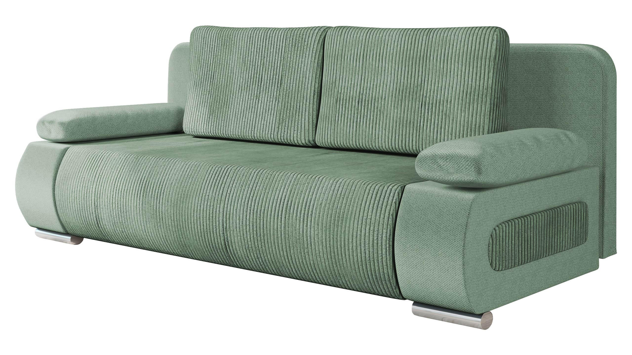 SCHLAFSOFA Emma Cord - Hellgrün, Holz/Kunststoff (200/77/92cm) - MIRJAN24
