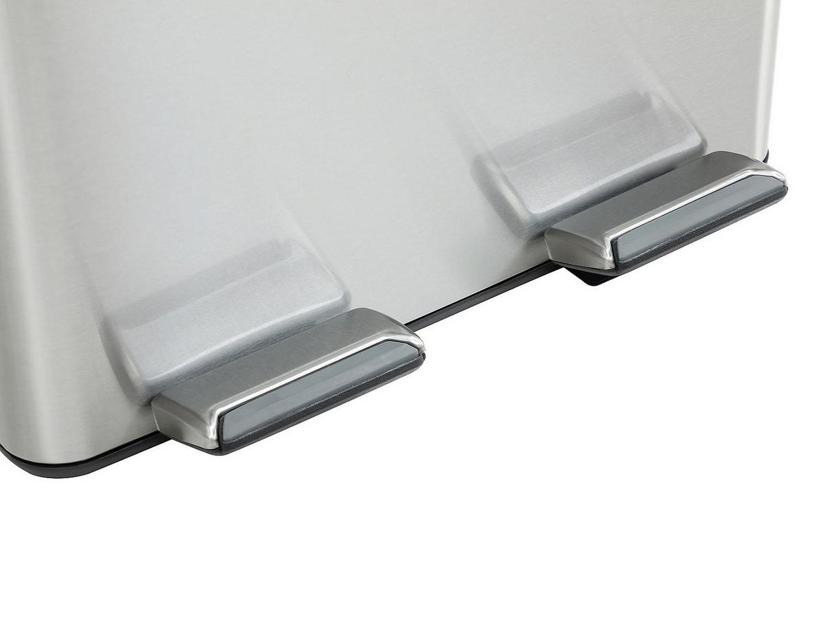 MÜLLTRENNSYSTEM mit Pedal aus Edelstahl – 2 Behälter à 30 L – Chrom – GANEM - Silberfarben, Metall (46.1/71/36.1cm) - Vente-Unique