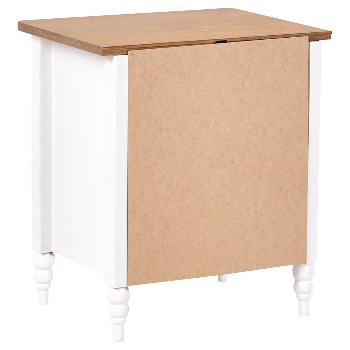 NACHTTISCH Weiß/Silber/Heller Holzfarbton Shillington - Hellbraun/Silberfarben, Holz (46/52/35cm) - Beliani