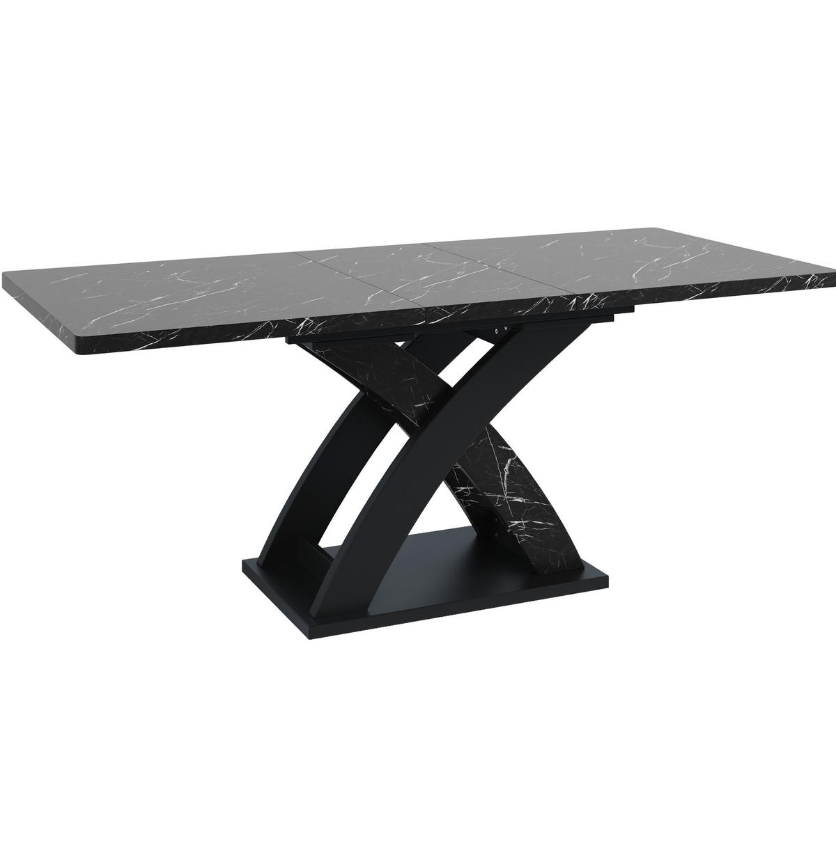 ESSTISCH 120/80/75 cm schwarz aus MDF und Metall ausziehbar - Schwarz, Holzwerkstoff (120/80/75cm) - OKWISH