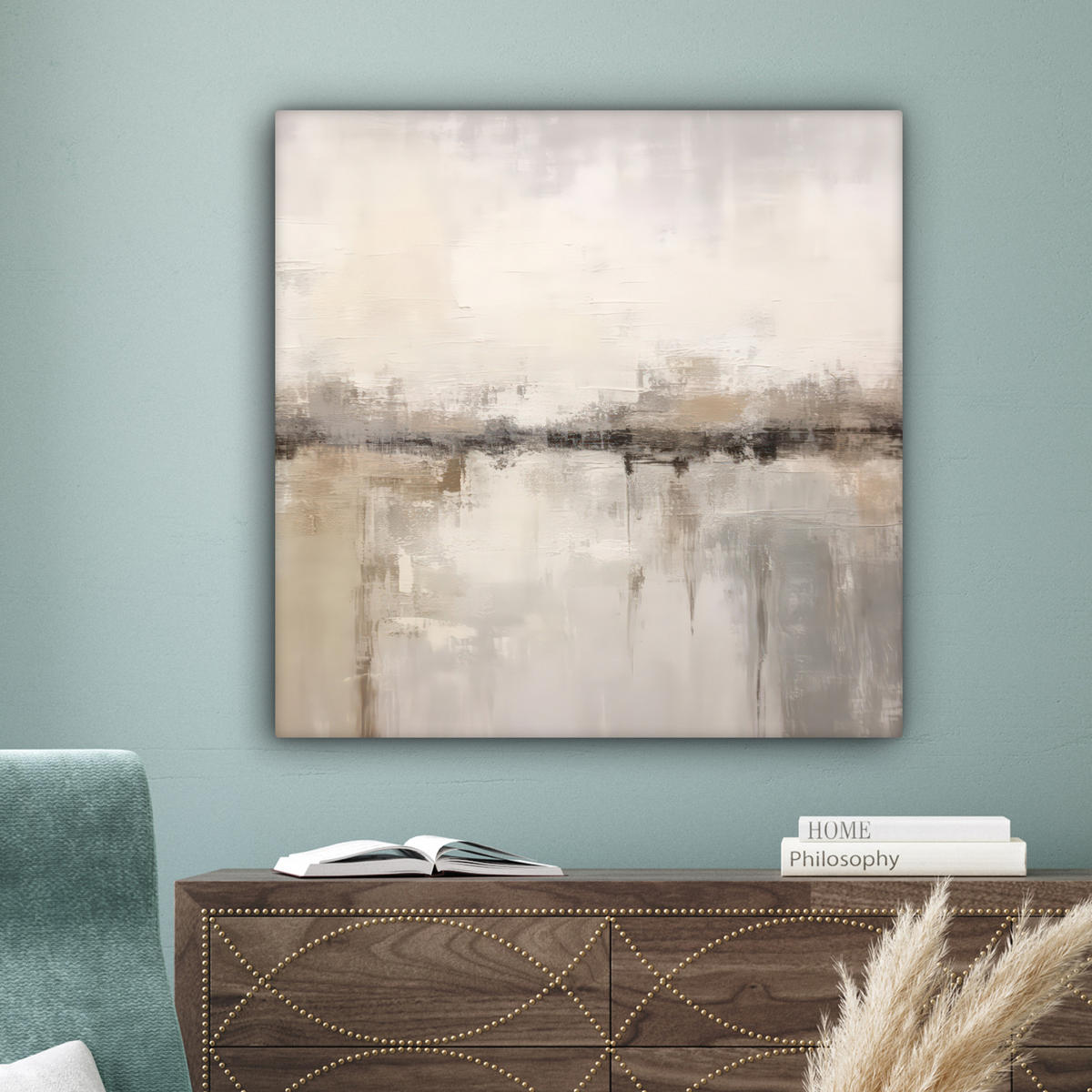 LEINWANDBILD Moderne Kunst - Abstrakt - Beige Deko Groß 90x90 cm - Beige, Textil (90/90cm) - MuchoWow