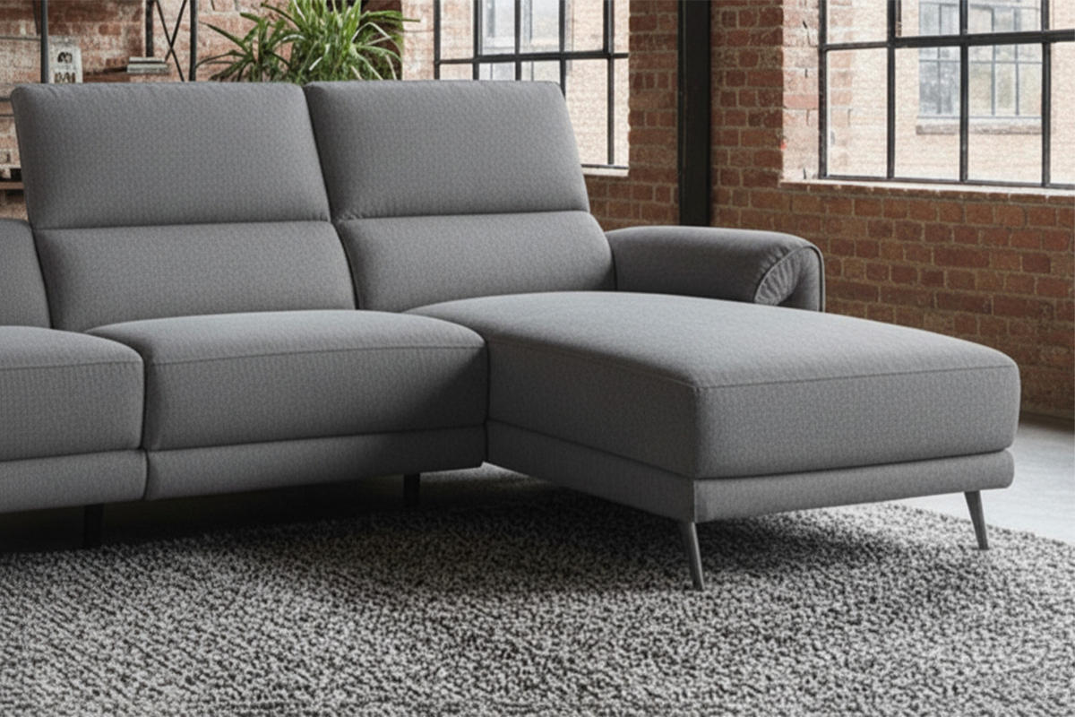 ECKSOFA ADRIANA Anthrazit Flachgewebe Relaxfunktion - Anthrazit/Schwarz, Textil/Metall (280/163cm) - KAWOLA
