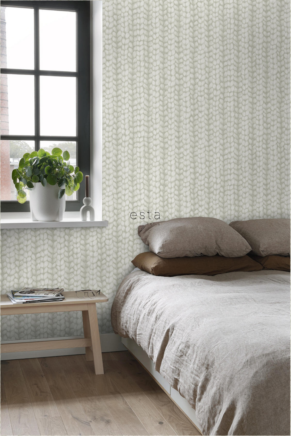TAPETE grob gestricktes Muster 53 cm x 10.05 m - Grau, Papier (53/1000cm) - ESTAhome