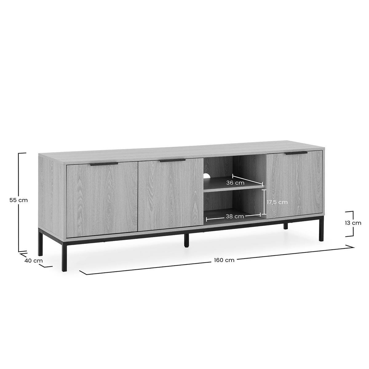TV-ELEMENT Auri 3 türen Eichenfarbe - Honigeiche, Holzwerkstoff (160/55/40cm) - VS Venta-stock