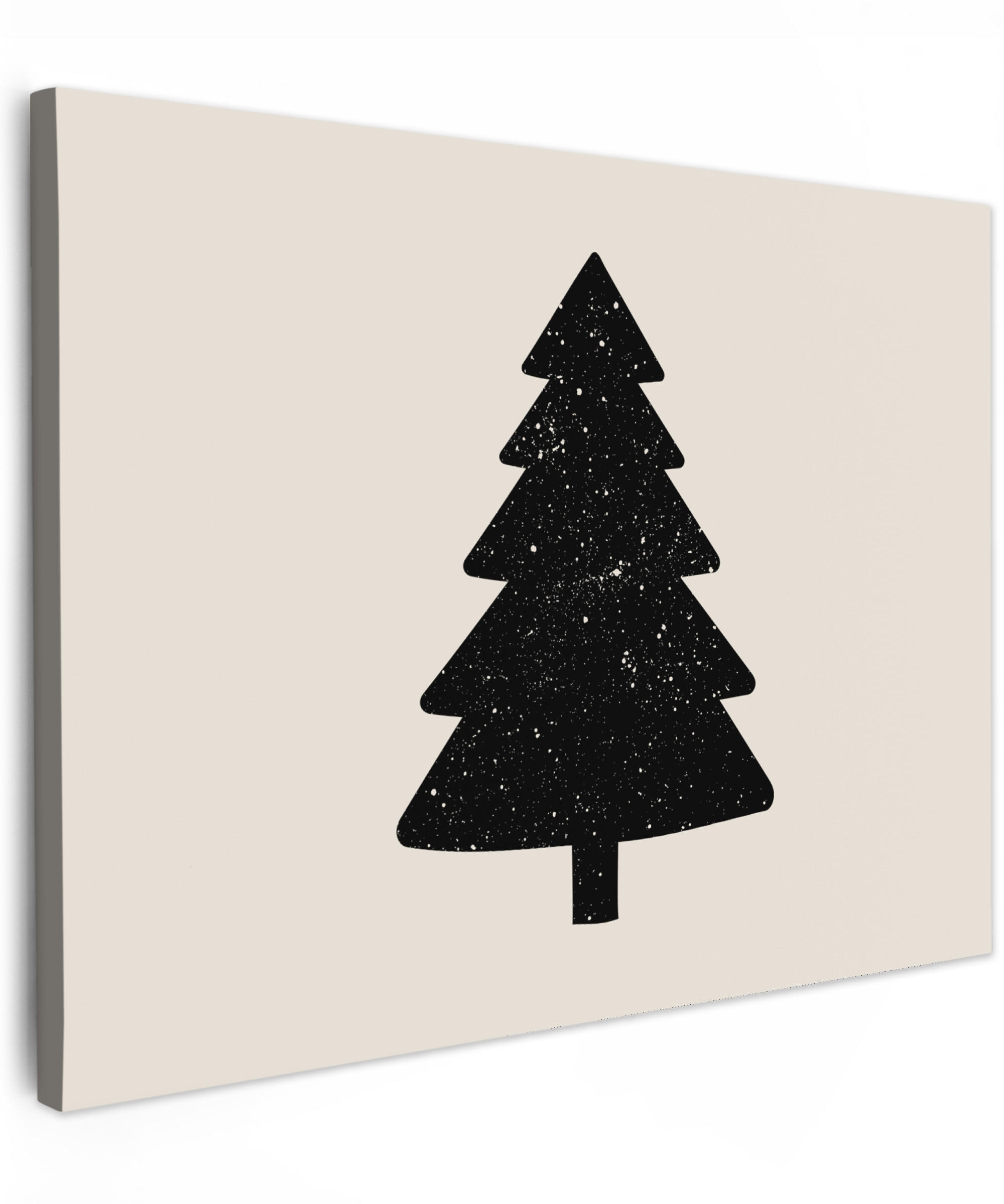 MuchoWow OBRAZ NA PLÁTNĚ Vánoční stromek - Černá - Holiday - Béžová 40x30 cm