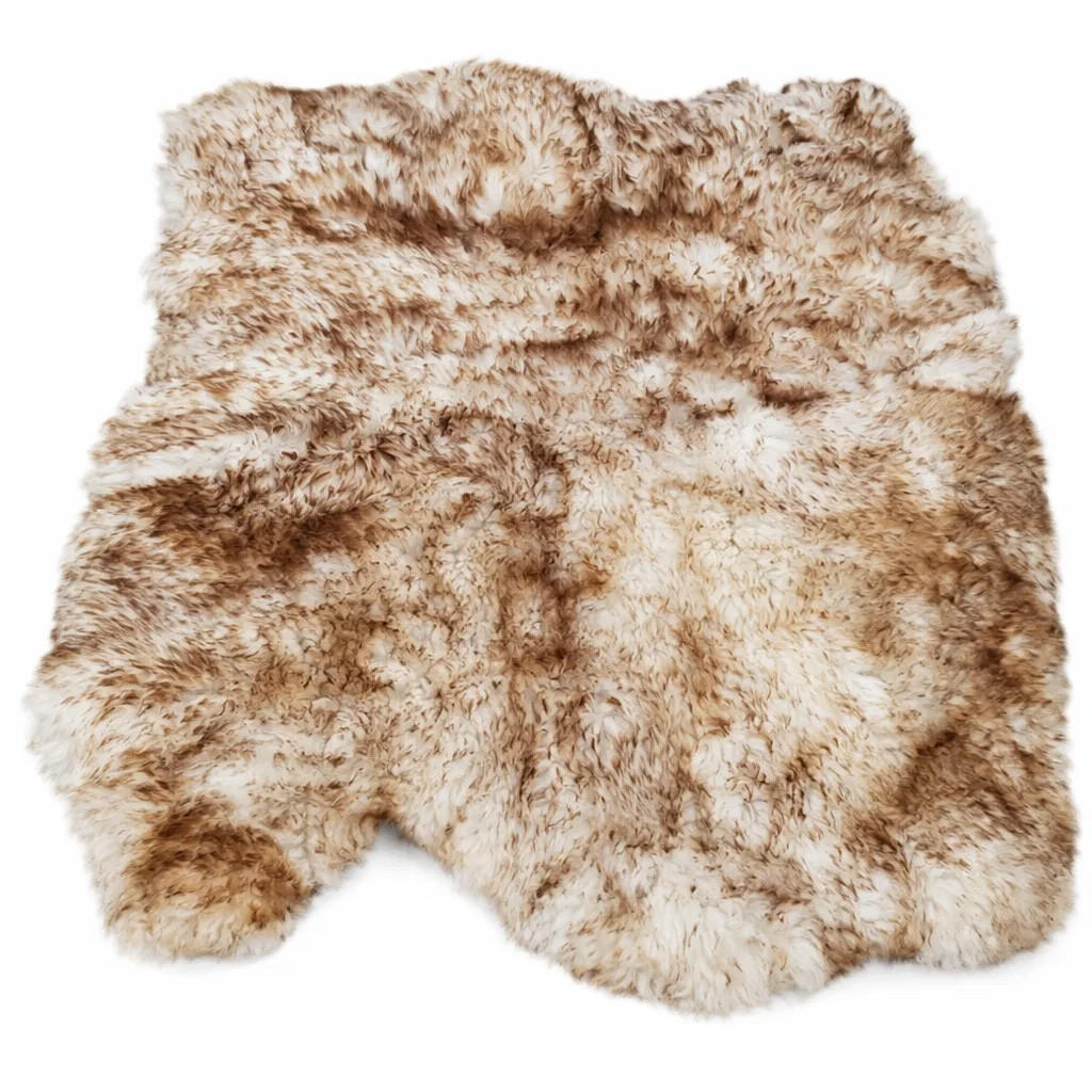 FELL Öko Schaffell Läufer Braun Geflammt ca. 110/110 cm - Braun, Fell (110/110cm) - Provellus