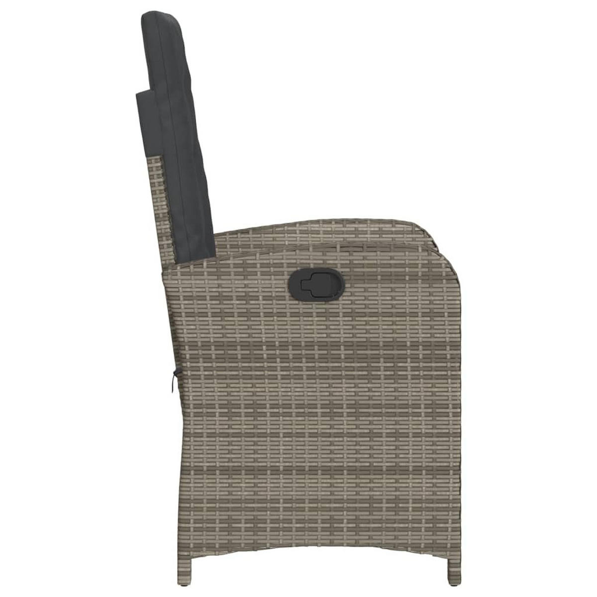 GARTENSESSEL Verstellbar Mit Kissen Grau Poly Rattan - Grau, Kunststoff (57/93/58.5cm) - vidaXL