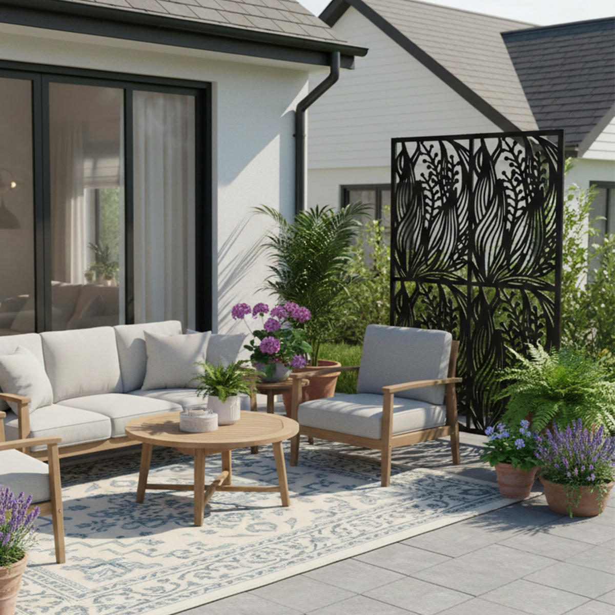 SICHTSCHUTZ Outdoor - Schwarz, Metall (115/183cm) - Relaxdays