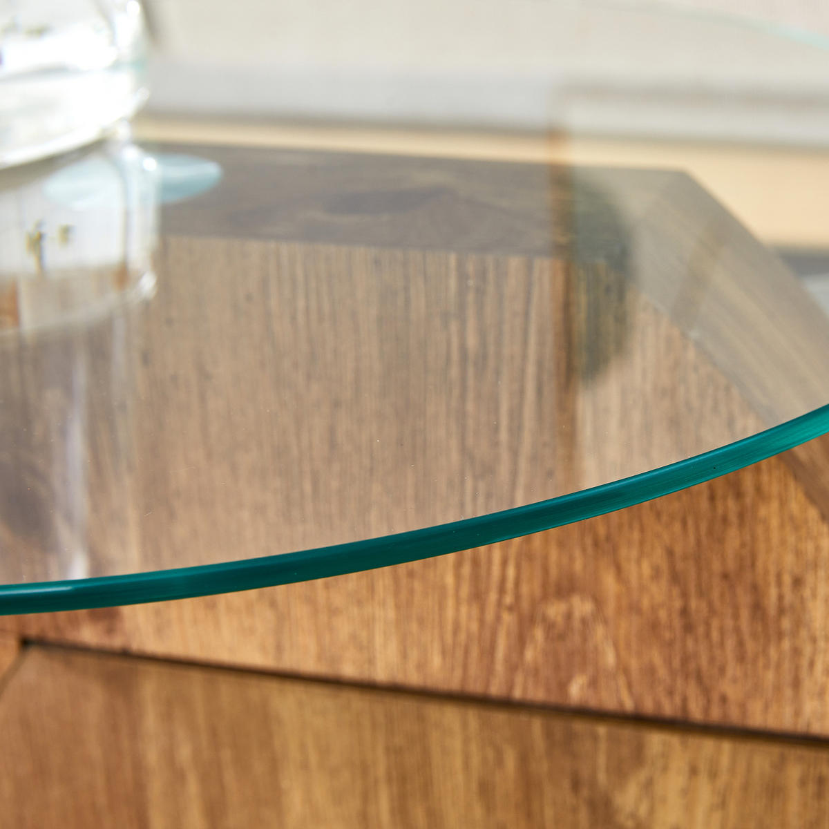 COUCHTISCH Glas MDF mehrstufig gehärtete Glasplatte Ablagen Farbe Transparent/Nussbaum - Transparent/Naturfarben, Glas/Holzwerkstoff (89.9/89.9/43.2cm) - EVRYAE