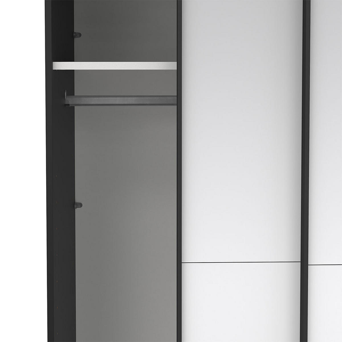 SCHIEBETÜRENSCHRANK, Como, Schwarz, Holzwerkstoff, 119 x 67 x 221 cm - Schwarz, Holzwerkstoff (119/221/67cm) - ebuy24