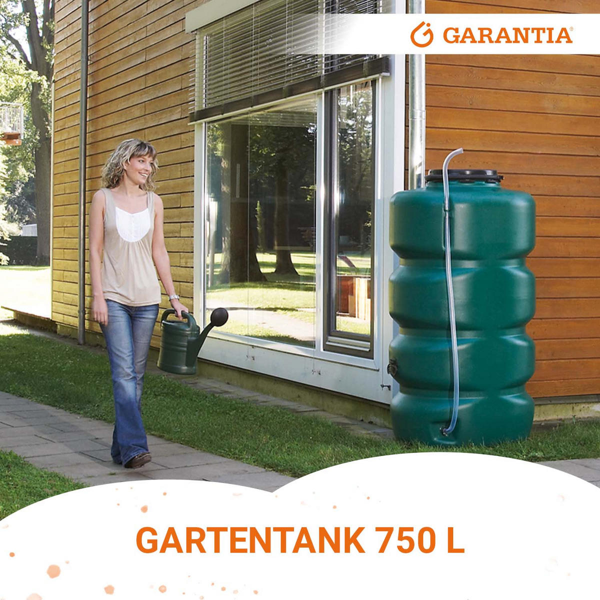 GARTENTANK Regentonne 750 L, dunkelgrün inkl. Klarsichtschlauch - Grün, Kunststoff (72/161/88cm) - GARANTIA
