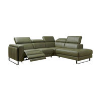 ECKSOFA Marchesi Echtleder mit 1 x Relaxfunktion Olivgrün - Olivgrün, Leder/Metall (257/80/220cm)