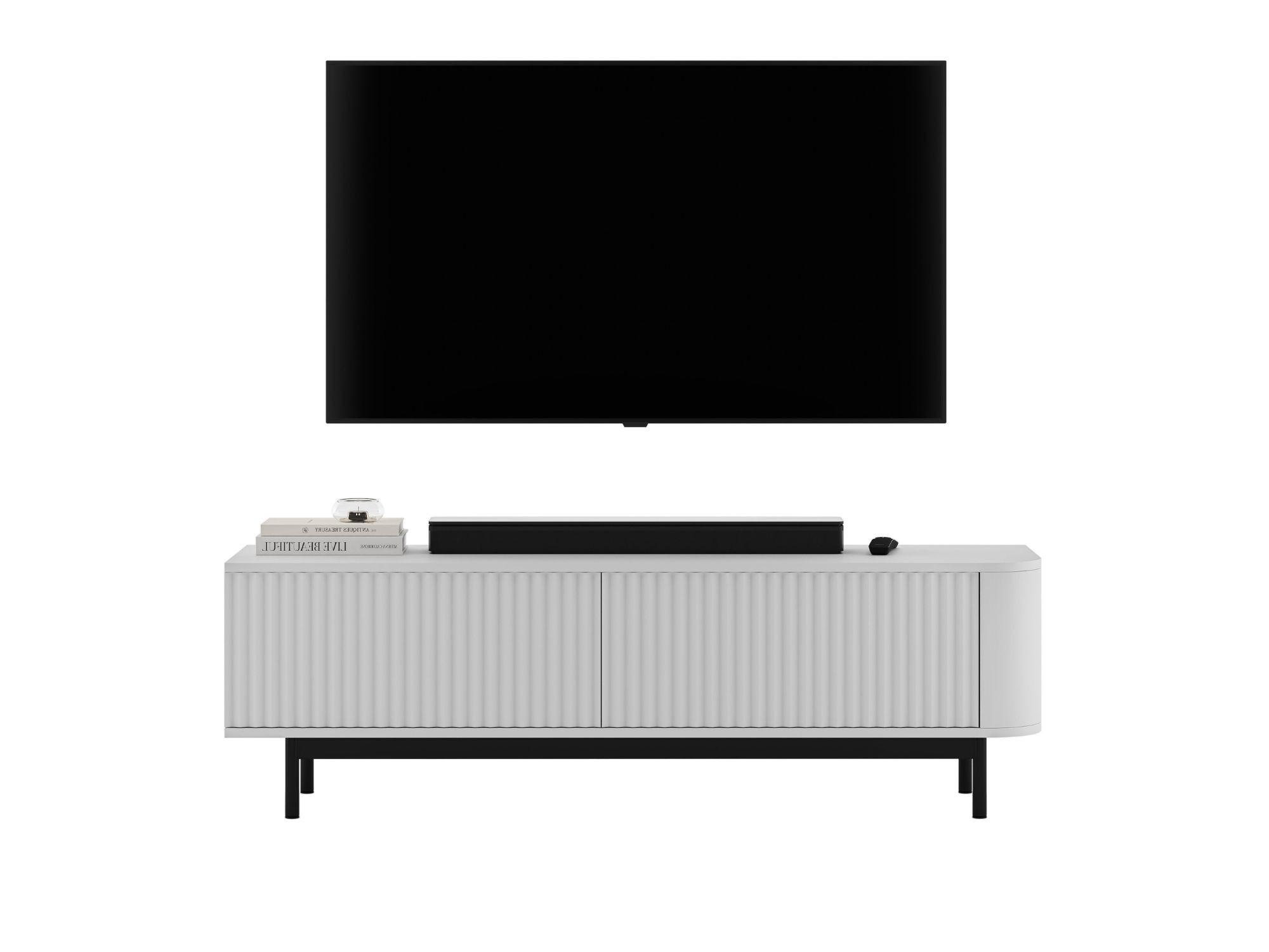 TV komoda Aurora matná biela 140 cm s čiernym kovovým rámom - čierna/biela, kov/kompozitné drevo (140/44/35cm) - Meble Lindner