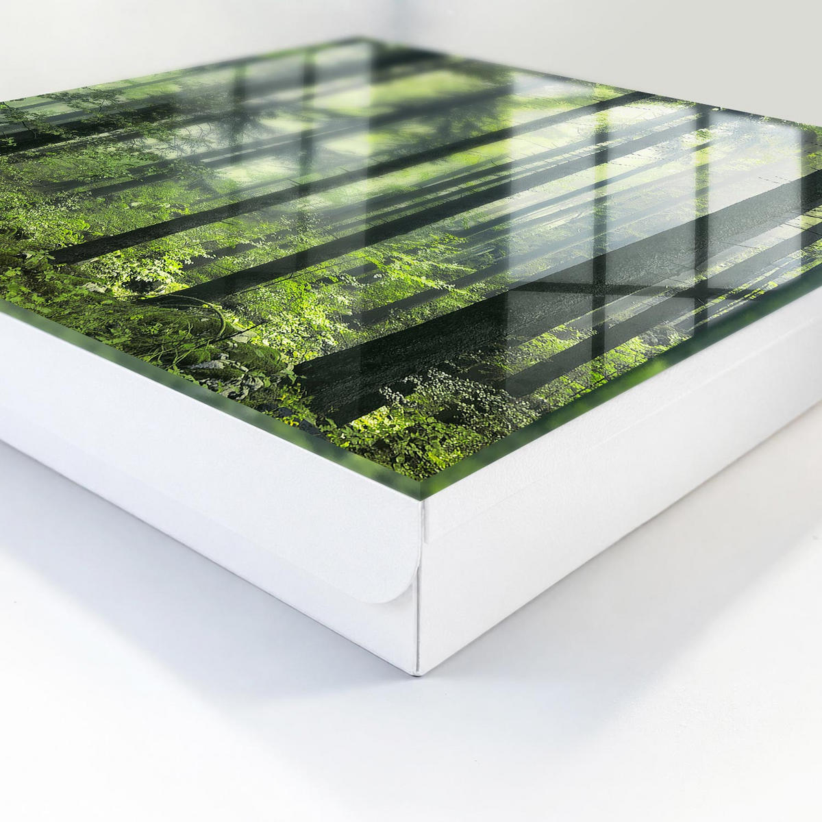 SCHLÜSSELBOX Weiß 30x30 cm – Türöffnung nach rechts - Grüner Wald - Grün, Metall (30/30/5cm) - TULUP