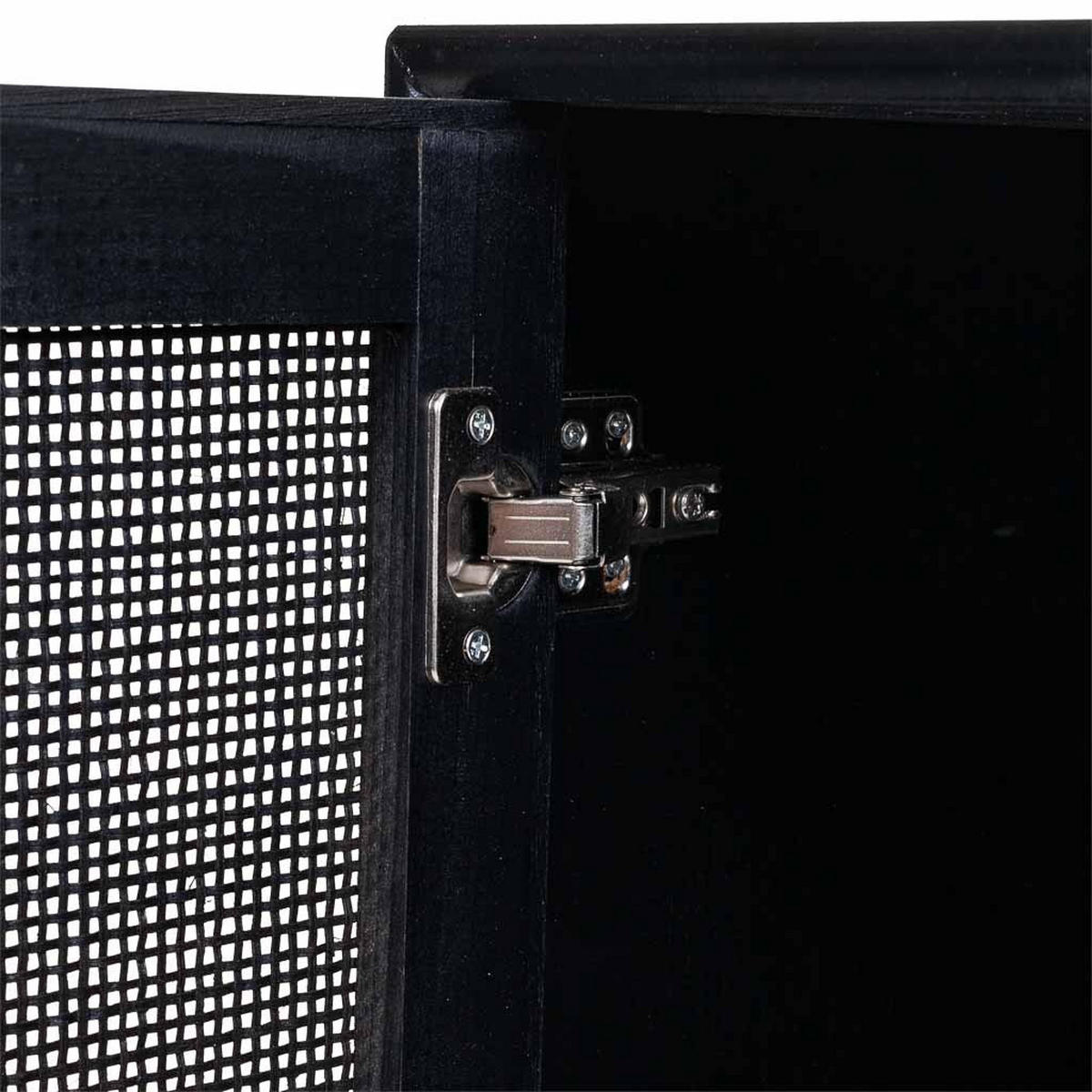 SIDEBOARD aus Holz und Netz, Schwarz 120x42x71 - Schwarz, Holz (120/71/41.5cm) - Wanderlust