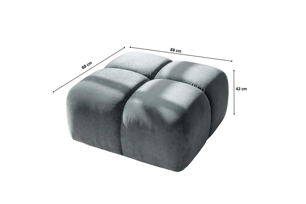 HOCKER, Pouf, Veloursstoff Bluvel, Blaugrau, Averro - Blaugrau, Holz (88/42/88cm) - Kaiser Möbel