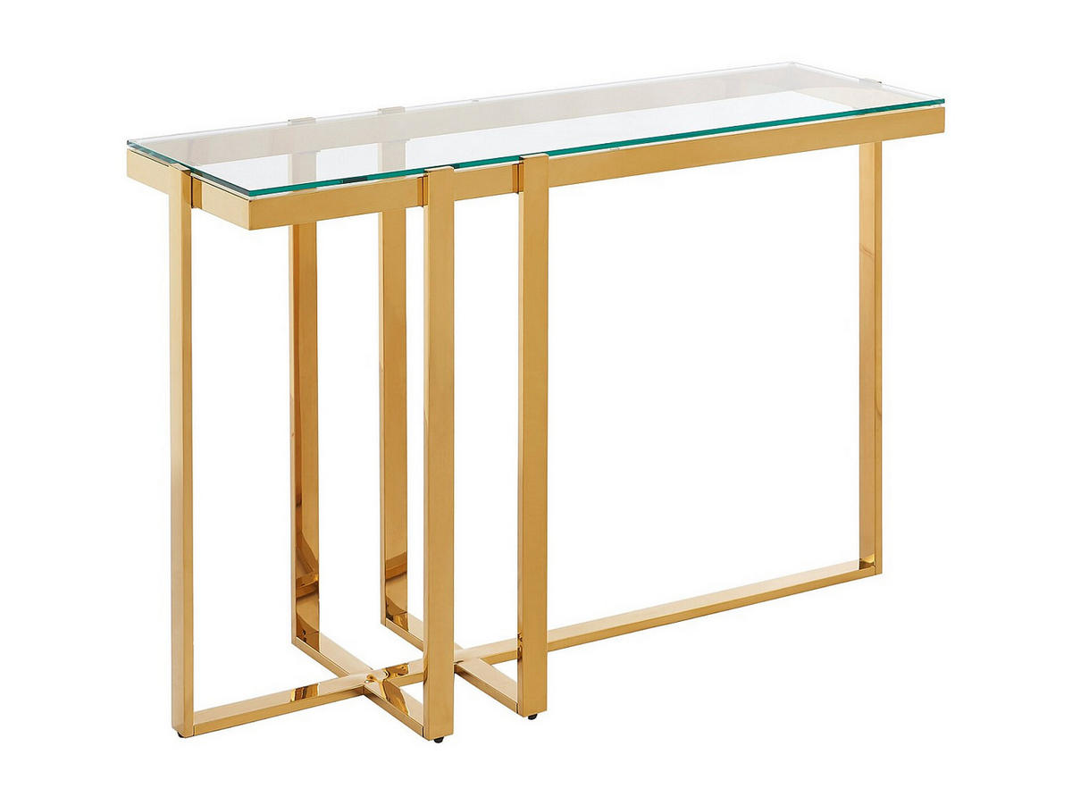 KONSOLENTISCH - 120 cm x 40 cm - glas - transparent, goldfarben Veletia - Transparent/Goldfarben, Glas (40/120/78cm) - Vente-Unique