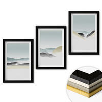WANDBILDER 3er-Set - 20x30 cm Schwarzer Rahmen - Minimalistische Pastellberge - Schwarz, Kunststoff (20/30cm) - ArtPrintCave