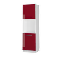 HERDUMBAUSCHRANK Fame-Line Bordeaux Hochglanz 60 cm mit offenem Regal - Bordeaux/Weiß, Holzwerkstoff (60/206.8/58cm) - Vicco