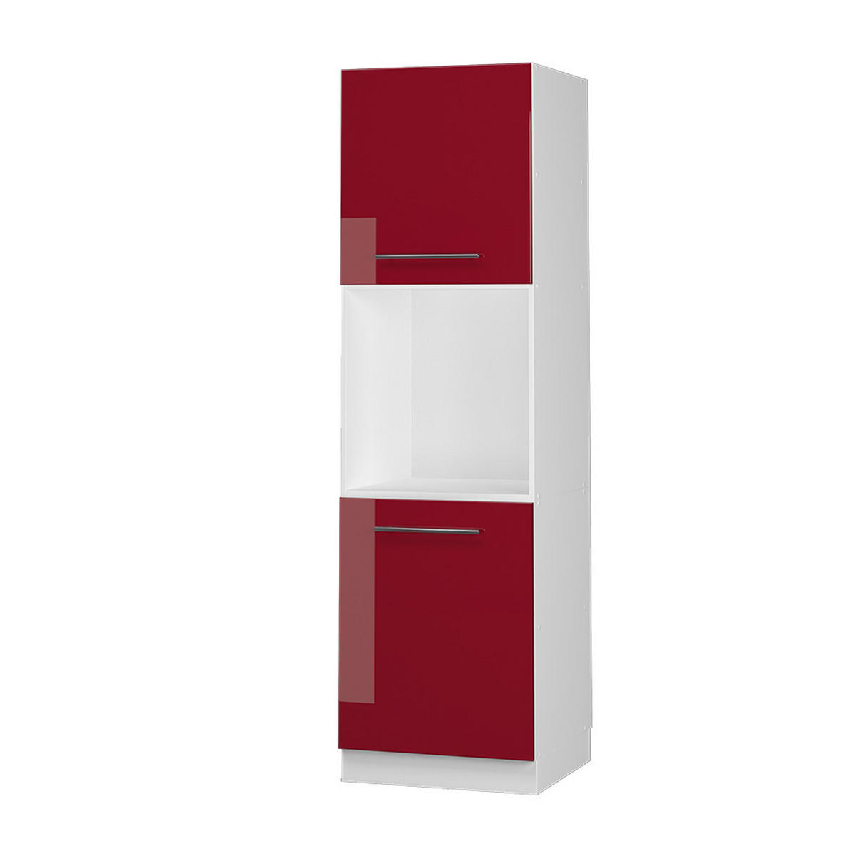 HERDUMBAUSCHRANK Fame-Line Bordeaux Hochglanz 60 cm mit offenem Regal - Bordeaux/Weiß, Holzwerkstoff (60/206.8/58cm) - Vicco