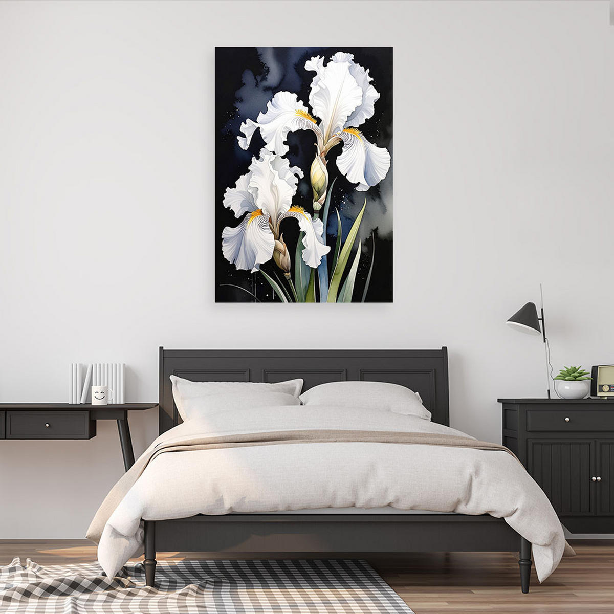 LEINWANDBILDER, Weiße Schwertlilien Blumen Pflanzen Natur - Weiß, Textil (30/45cm) - Feeby